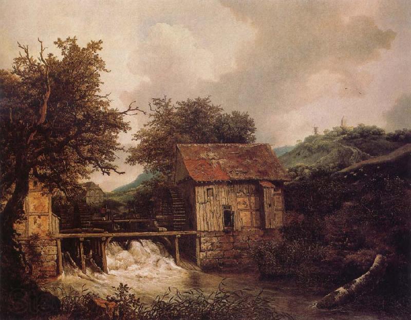 Jacob van Ruisdael Two Watermills and an open Sluice near Singraven France oil painting art